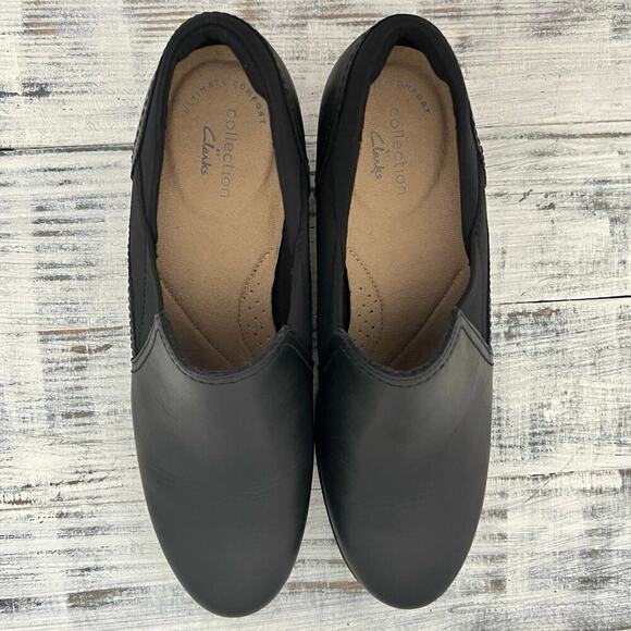 Clarks Emily Amelia Black Leather Loafer Pump Women’s Sz 7.5M Comfort Shoe - Picture 7 of 13